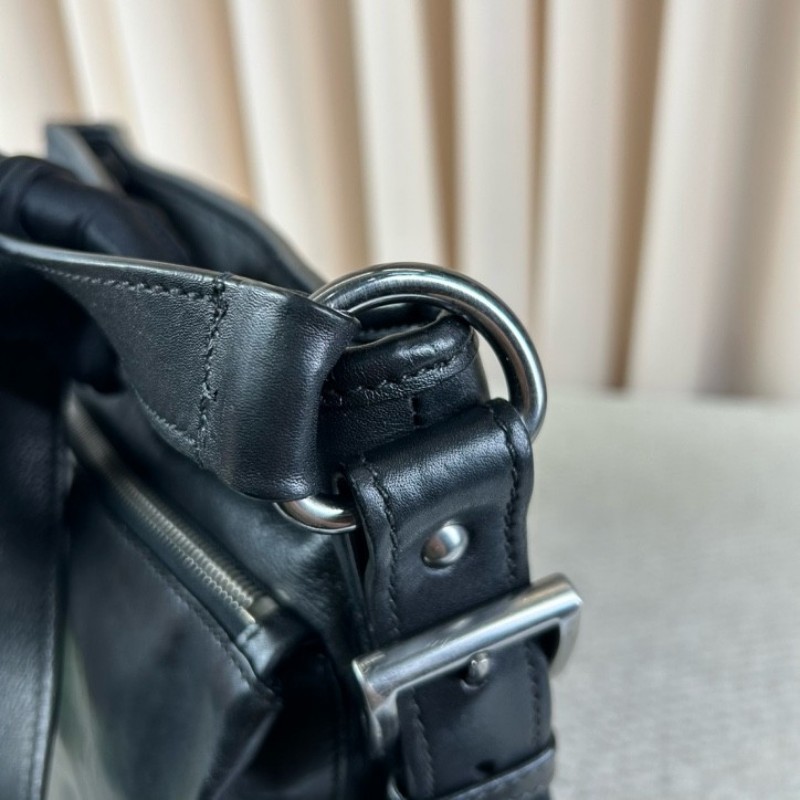 Prada普拉達黑色牛皮男士單肩斜挎包 容量大 日常通勤 低調百搭 商務休閒都合適-24