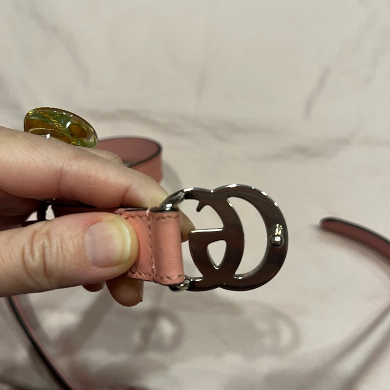 Gucci粉色近全新女士用皮帶-1