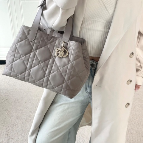 Dior灰褐色Toujours 大爆款中號土著包99新配件塵袋購證 29*22*19