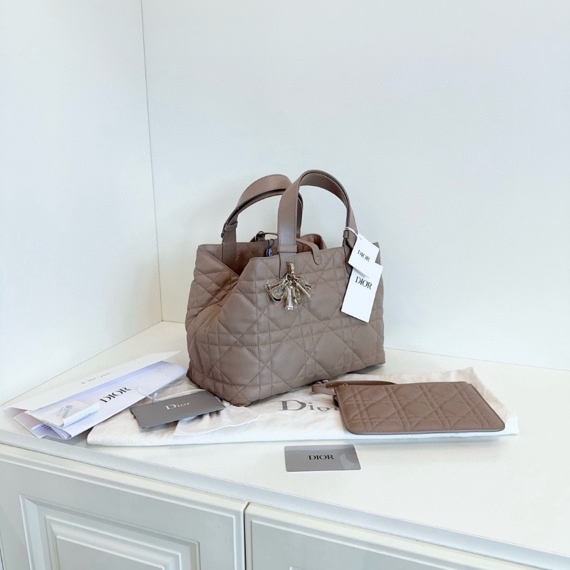 Dior灰褐色Toujours 大爆款中號土著包99新配件塵袋購證 29*22*19-3