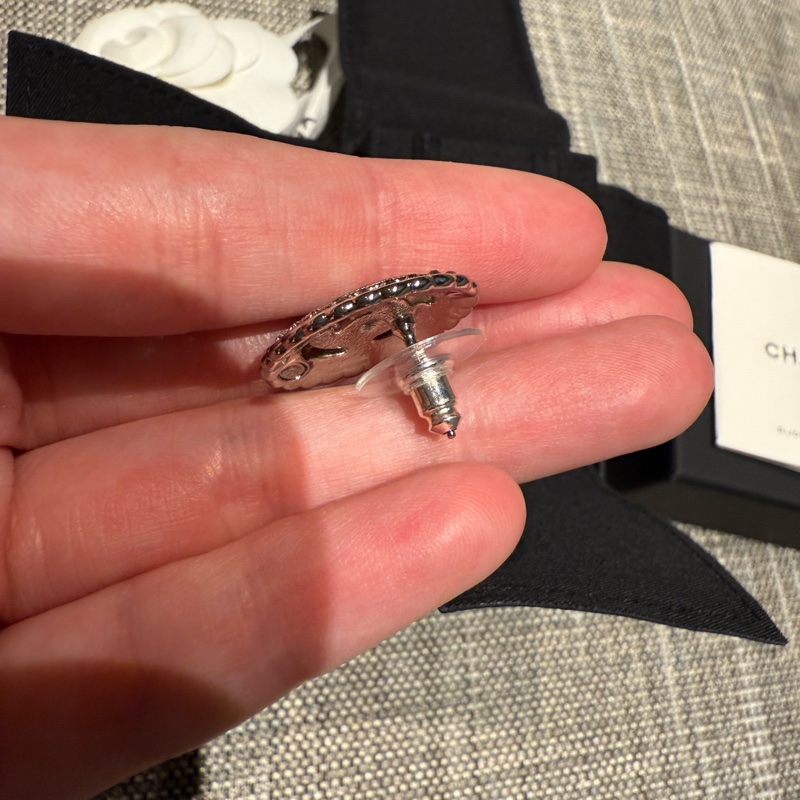 💖Chanel 白色 水鑽耳環💖 全新-4