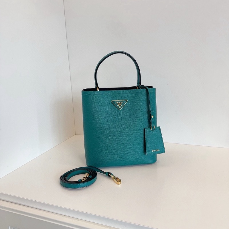 Prada Panier Saffiano十字紋牛皮水桶包  22*23*14cm 98新配件塵袋-1