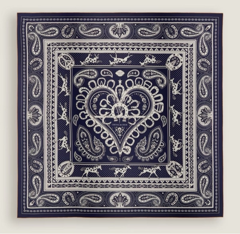 💖Hermes 140 cashmere 絲巾 披肩 圍巾💖 深藍色 全新-3