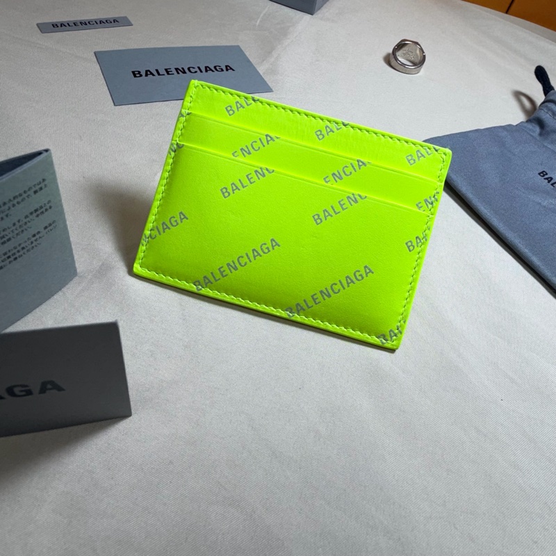 ✨閒置未使用 巴黎世家 Balenciaga 5卡滿版logo 螢光黃卡夾/名片夾-2