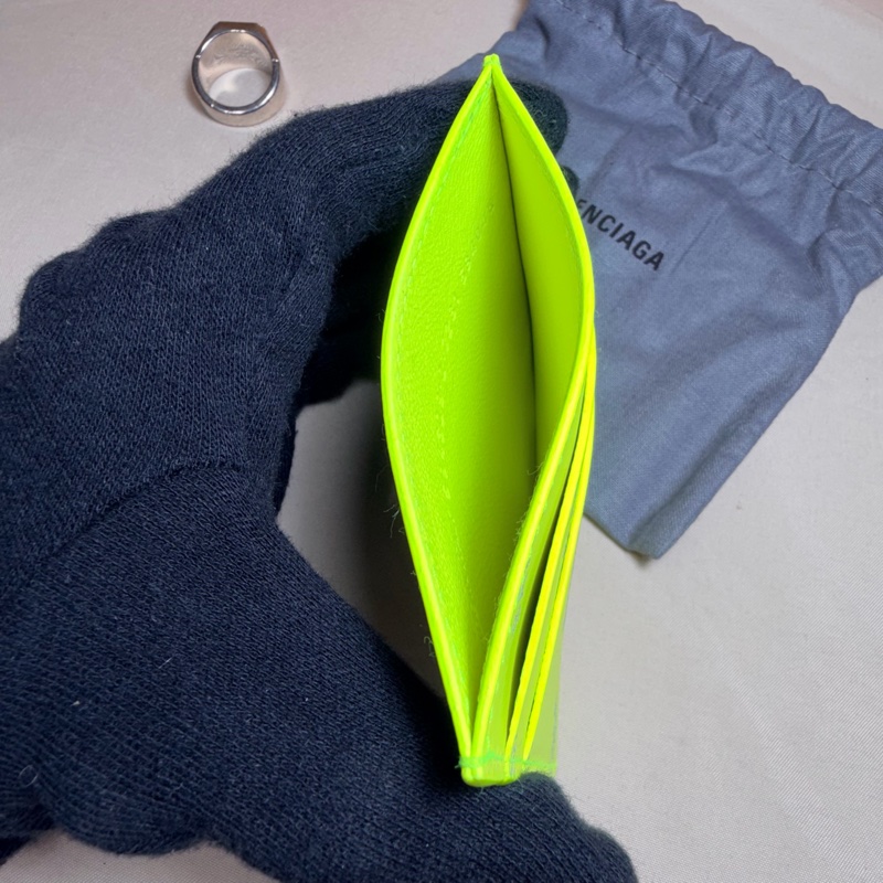 ✨閒置未使用 巴黎世家 Balenciaga 5卡滿版logo 螢光黃卡夾/名片夾-4