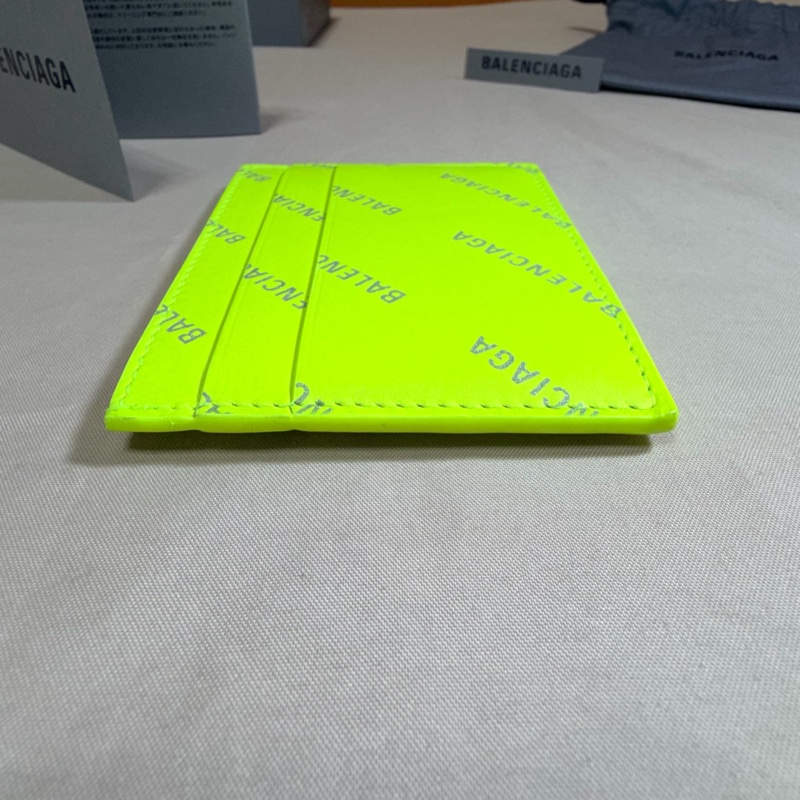 ✨閒置未使用 巴黎世家 Balenciaga 5卡滿版logo 螢光黃卡夾/名片夾-7