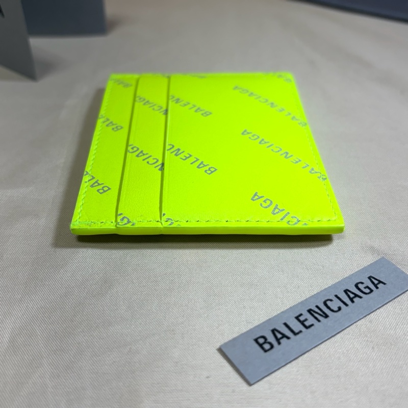 ✨閒置未使用 巴黎世家 Balenciaga 5卡滿版logo 螢光黃卡夾/名片夾-8