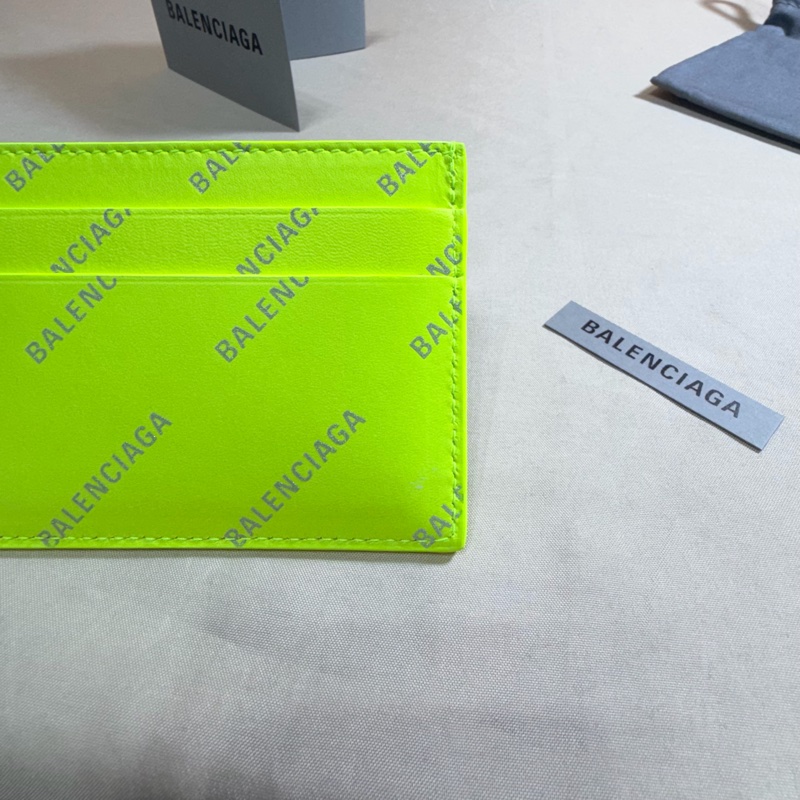 ✨閒置未使用 巴黎世家 Balenciaga 5卡滿版logo 螢光黃卡夾/名片夾-9