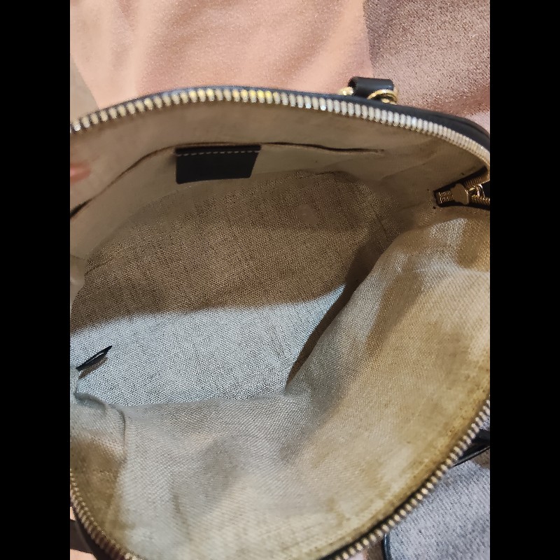 GUCCI 古馳449654經典雙G緹花全皮革壓紋手提/斜背迷你兩用包9成新-4