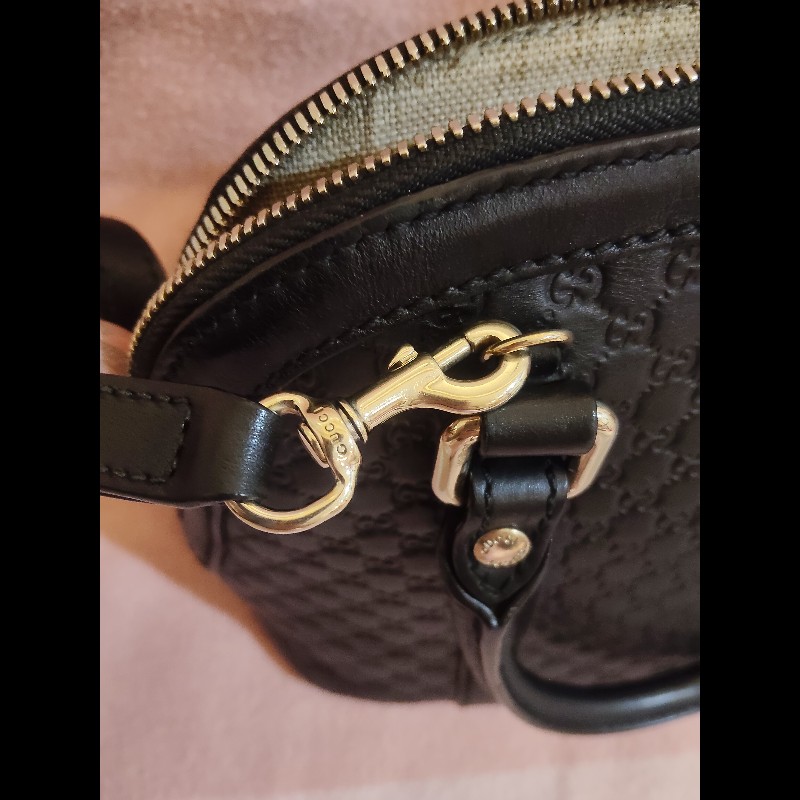 GUCCI 古馳449654經典雙G緹花全皮革壓紋手提/斜背迷你兩用包9成新-7