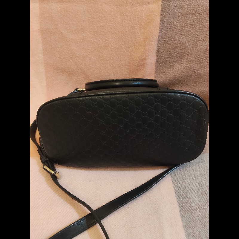 GUCCI 古馳449654經典雙G緹花全皮革壓紋手提/斜背迷你兩用包9成新-10