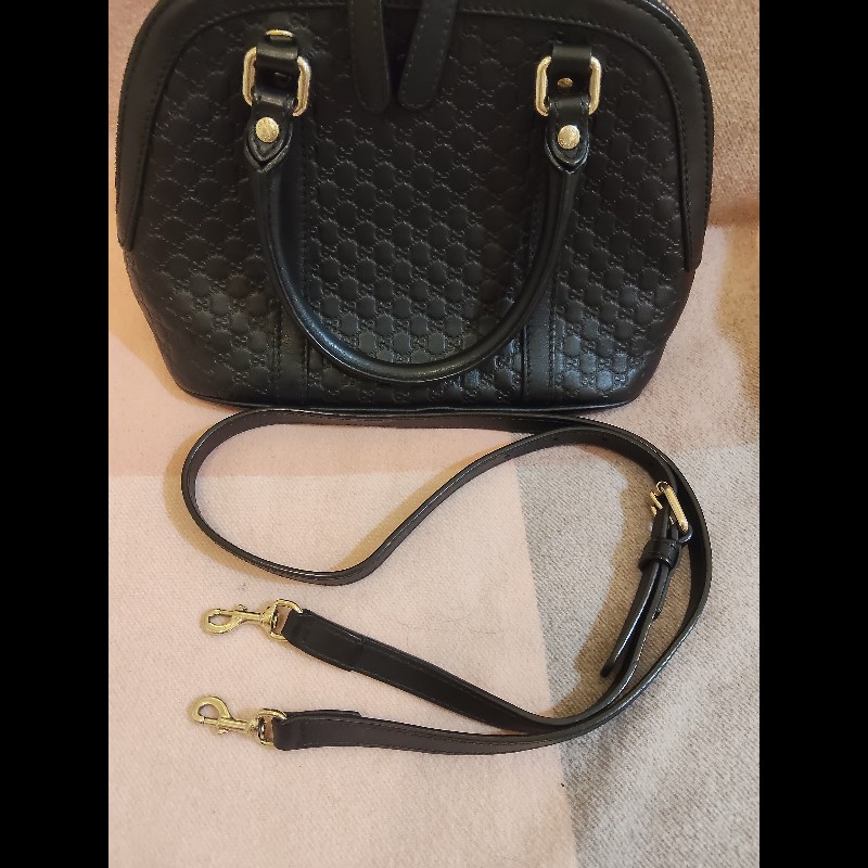 GUCCI 古馳449654經典雙G緹花全皮革壓紋手提/斜背迷你兩用包9成新-26