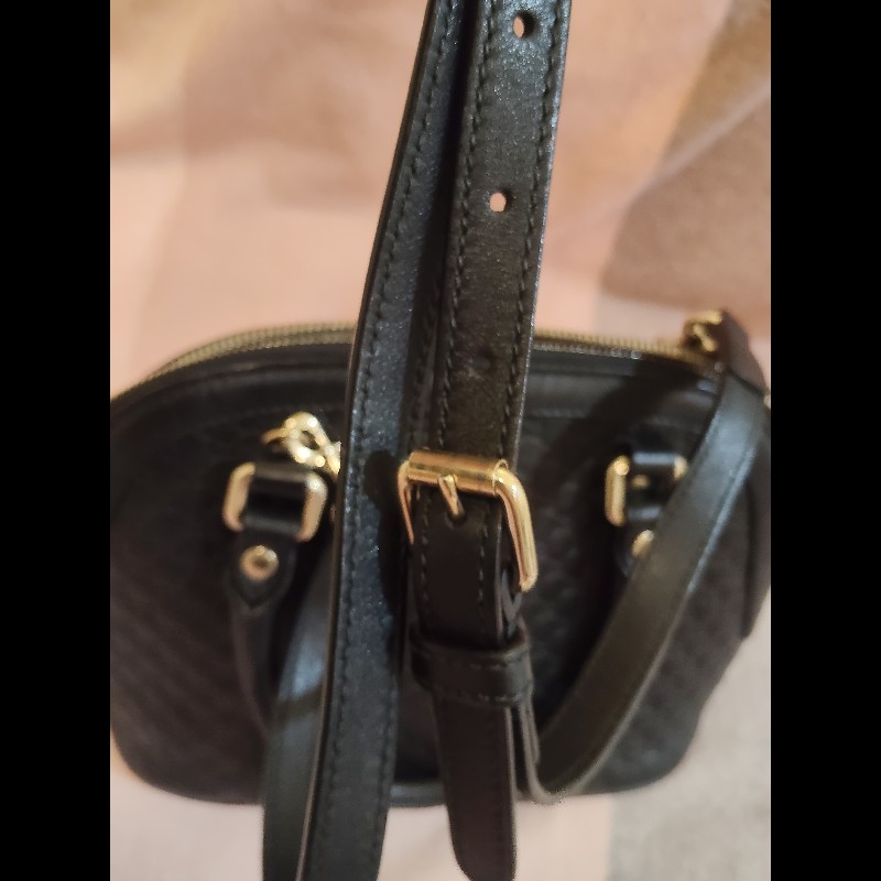 GUCCI 古馳449654經典雙G緹花全皮革壓紋手提/斜背迷你兩用包9成新-29