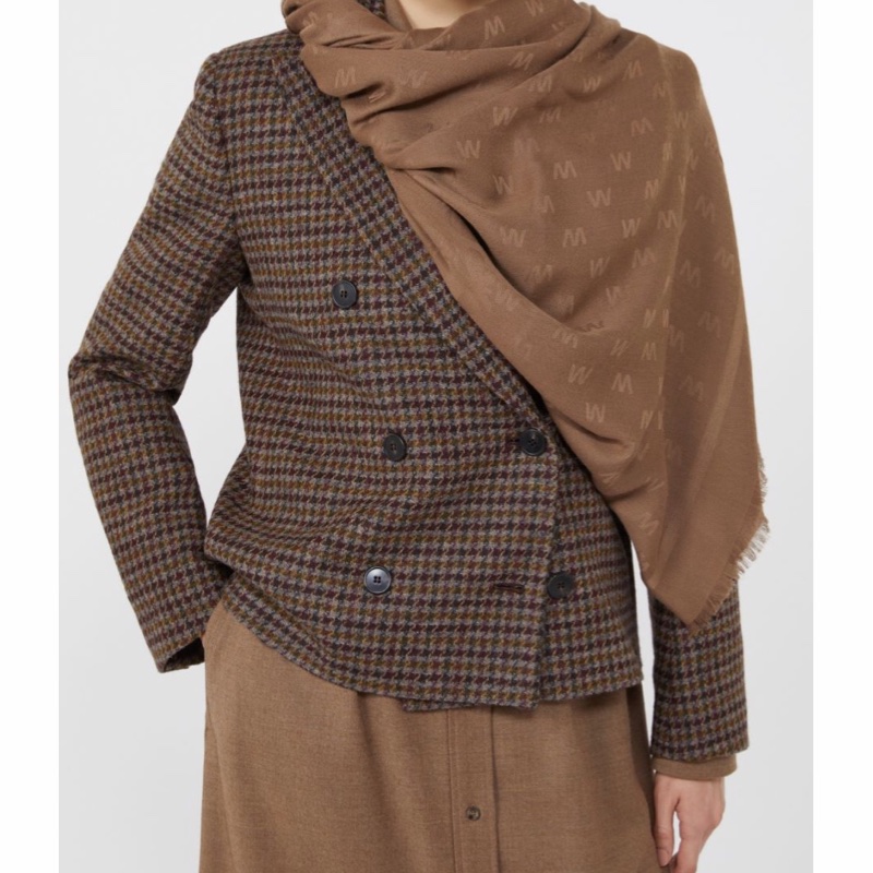 Weekend Max Mara 女士 粘膠纖維和羊毛提花披肩均碼碼138cm*134cm-4