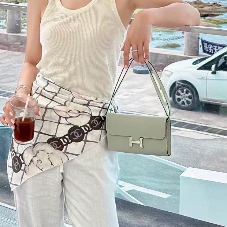 Hermes Constance康康togo 氣泡綠銀扣20.5*12*3 全新閒置配件塵袋盒子-1