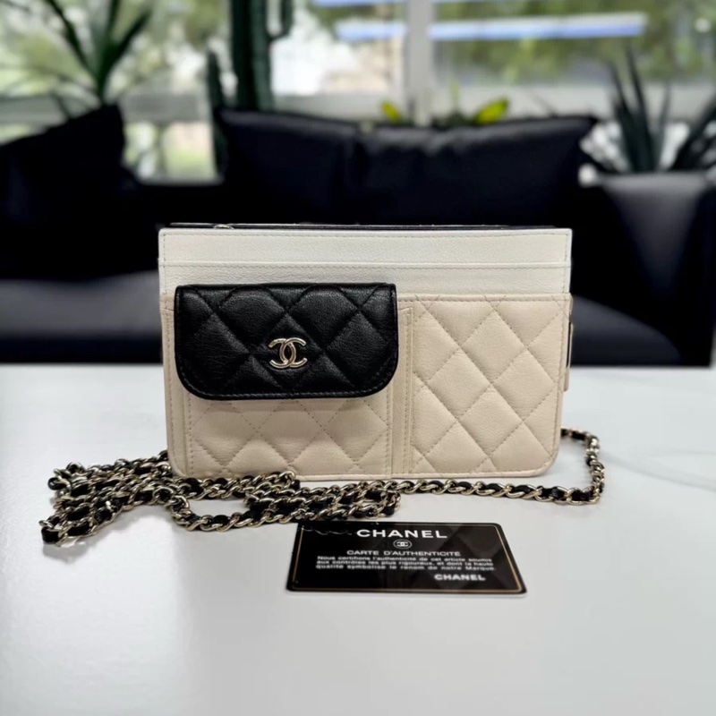Chanel 香奈兒 Cargo woc 鏈條包 米色+黑白 拼色 厚實耐磨的山羊皮-0