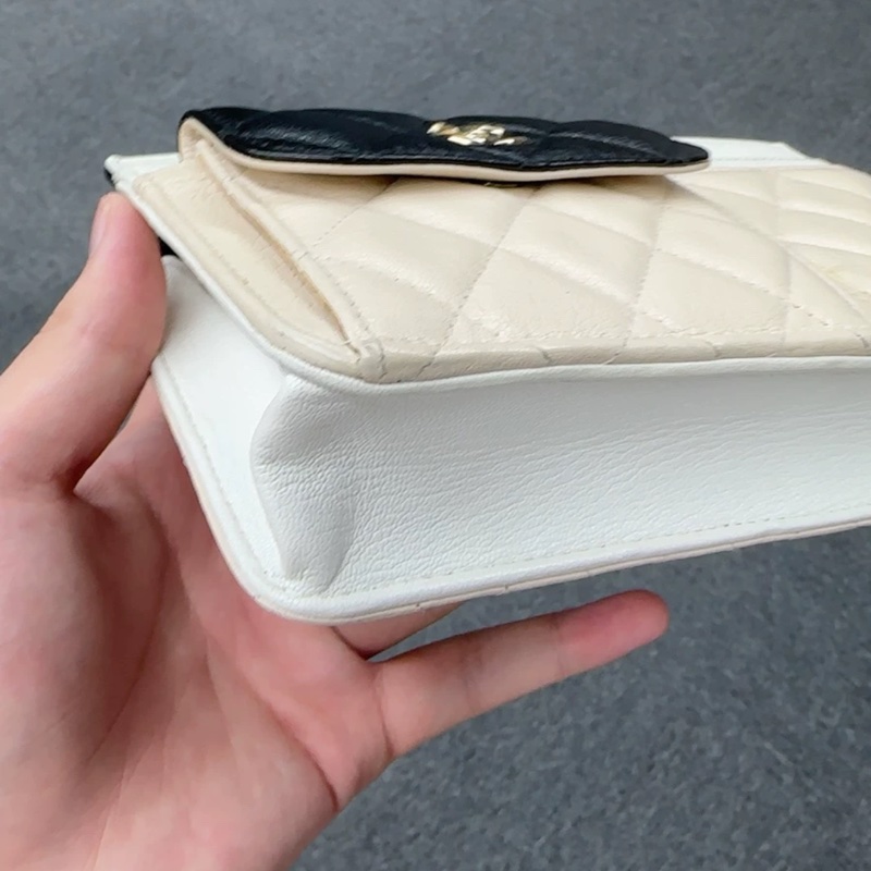 Chanel 香奈兒 Cargo woc 鏈條包 米色+黑白 拼色 厚實耐磨的山羊皮-3