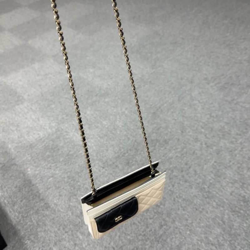 Chanel 香奈兒 Cargo woc 鏈條包 米色+黑白 拼色 厚實耐磨的山羊皮-6