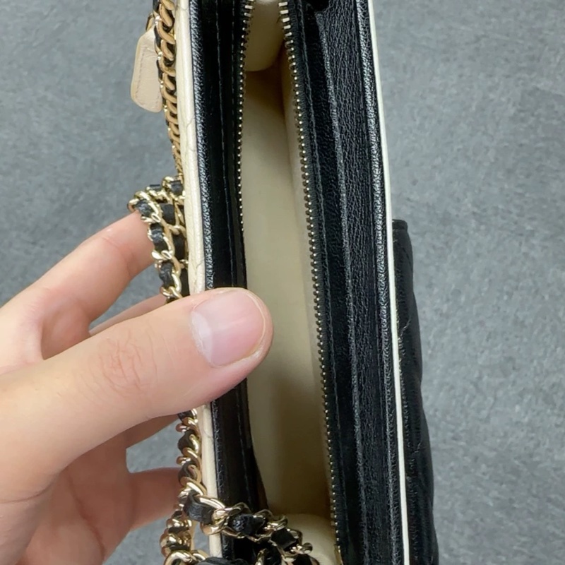 Chanel 香奈兒 Cargo woc 鏈條包 米色+黑白 拼色 厚實耐磨的山羊皮-8
