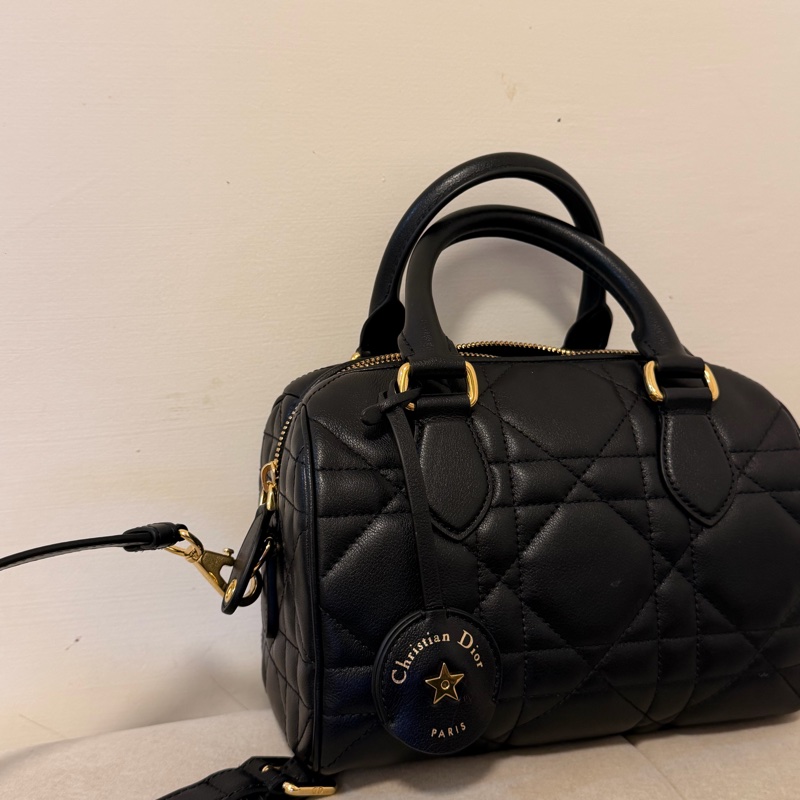 Dior groove 20 black 大藤格紋小牛皮 波士頓包 (誠可談)-1