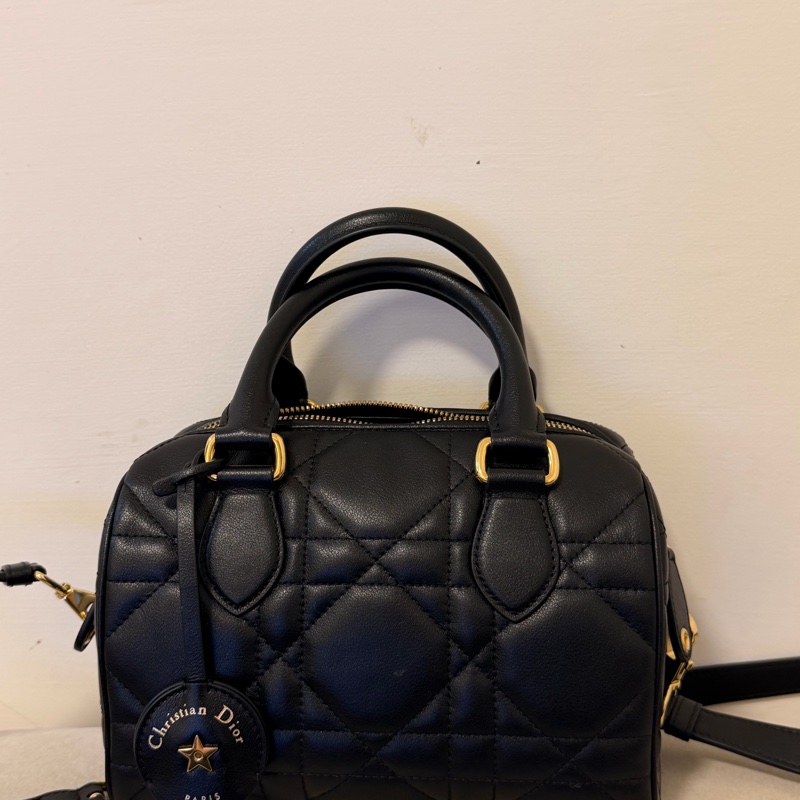 Dior groove 20 black 大藤格紋小牛皮 波士頓包 (誠可談)-5