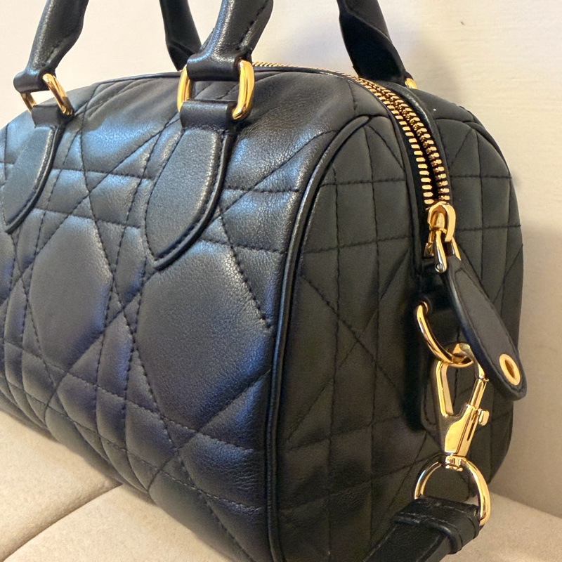 Dior groove 20 black 大藤格紋小牛皮 波士頓包 (誠可談)-8