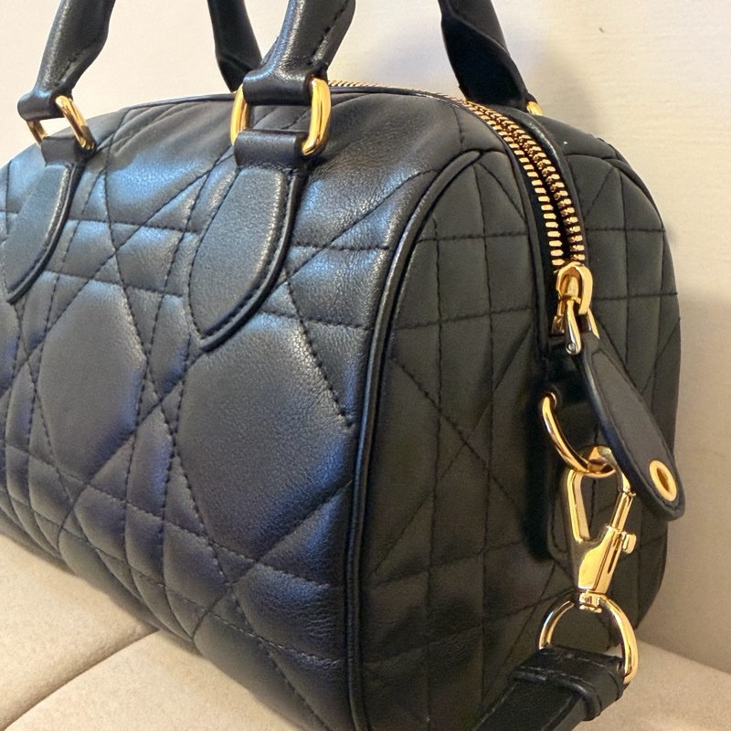 Dior groove 20 black 大藤格紋小牛皮 波士頓包 (誠可談)-12