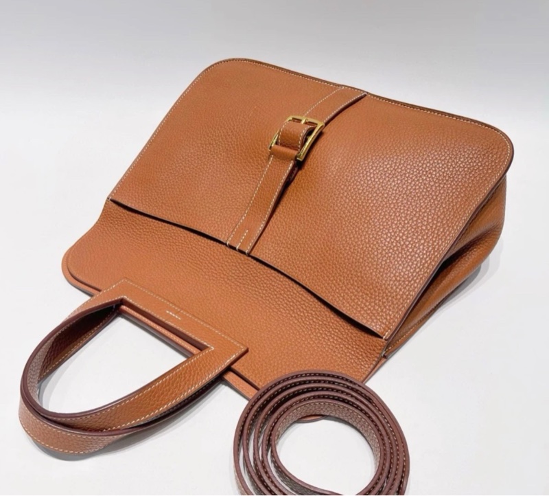 Hermes Halzan 31cm 金棕金扣 TC皮 D刻 尺寸：31*19*9cm 成色很新-4