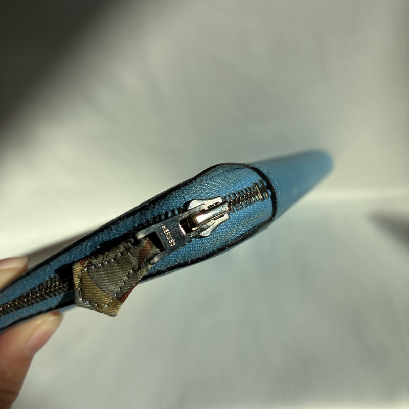 Hermes天藍色絲巾長夾 🅁刻-2