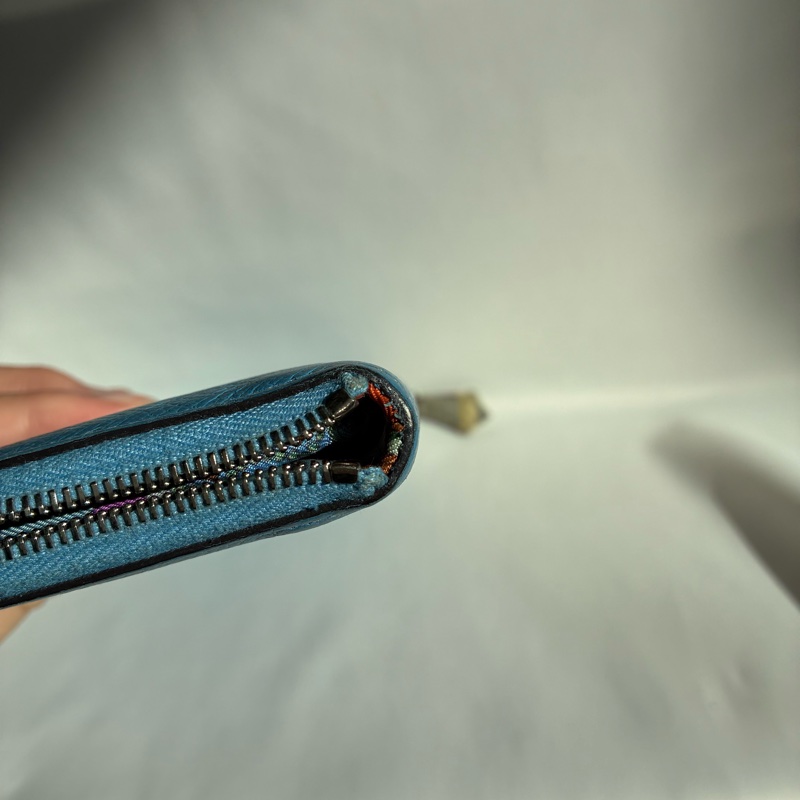 Hermes天藍色絲巾長夾 🅁刻-9