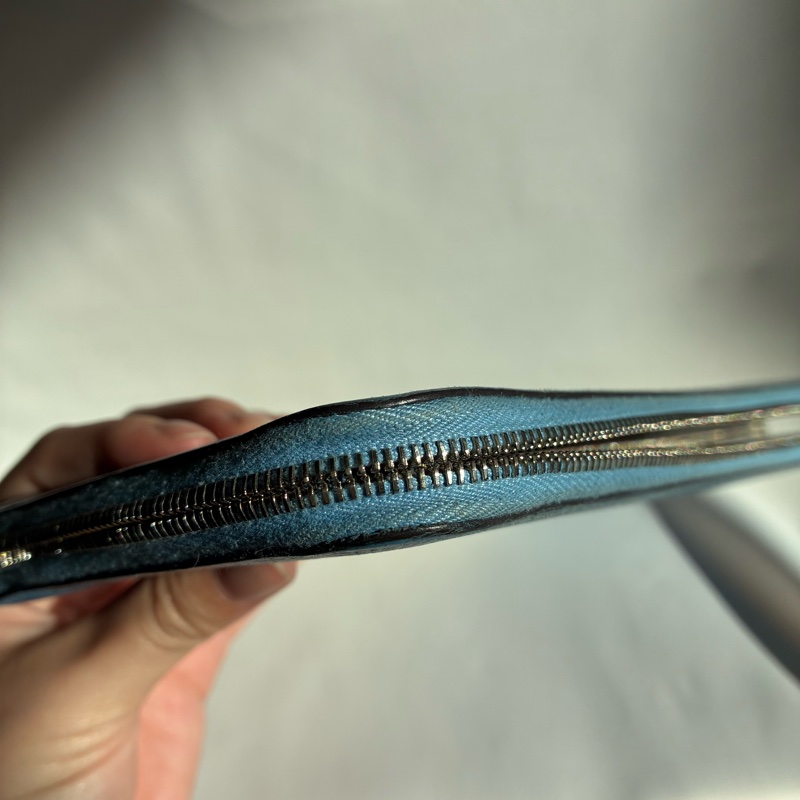 Hermes天藍色絲巾長夾 🅁刻-12