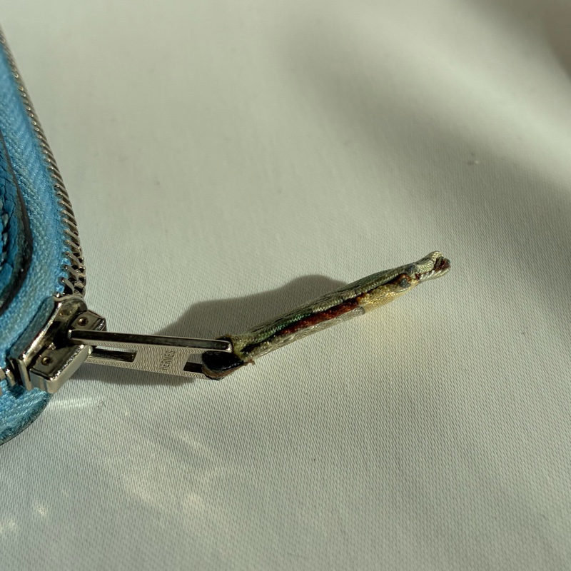 Hermes天藍色絲巾長夾 🅁刻-23