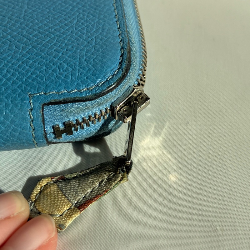 Hermes天藍色絲巾長夾 🅁刻-24