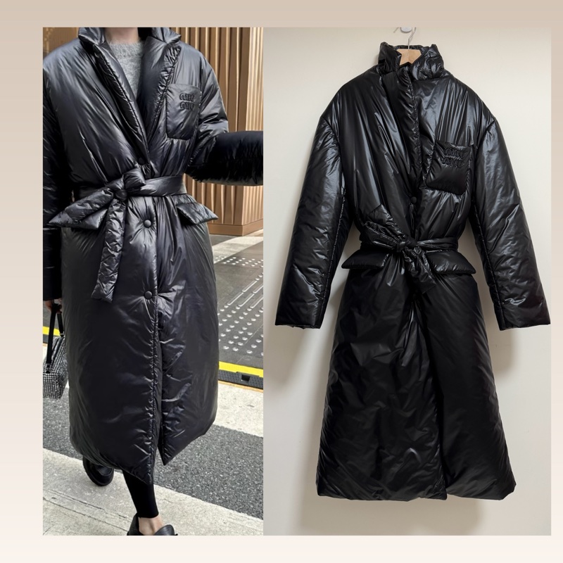 Miumiu繫帶尼龍羽絨外套-0