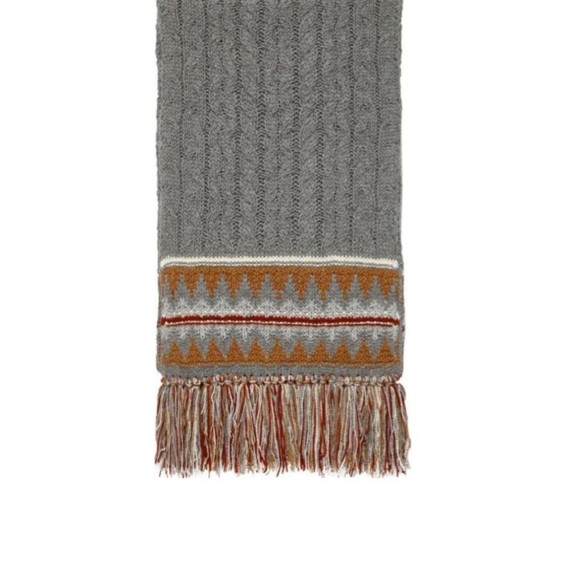 Loro Piana 女士 羊絨幾何提花圍巾均碼碼200cm*30cm-2