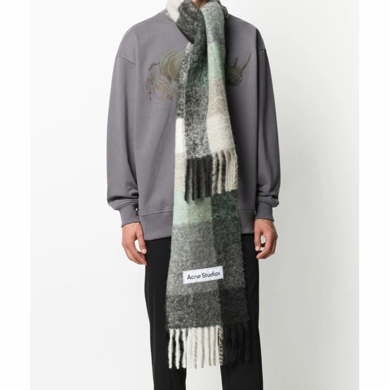 Acne Studios 男女同款 馬海毛格紋圍巾均碼碼250cm*28cm-1