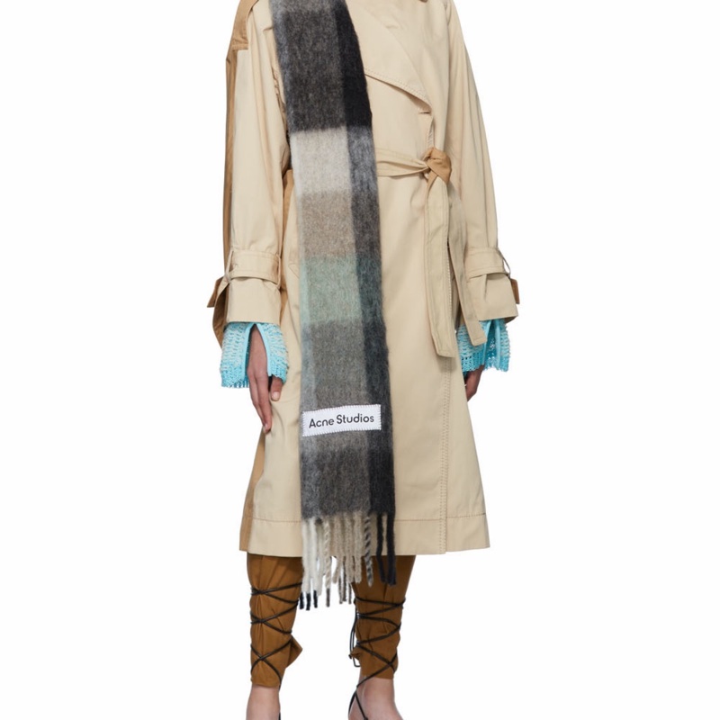 Acne Studios 男女同款 馬海毛格紋圍巾均碼碼250cm*28cm-3