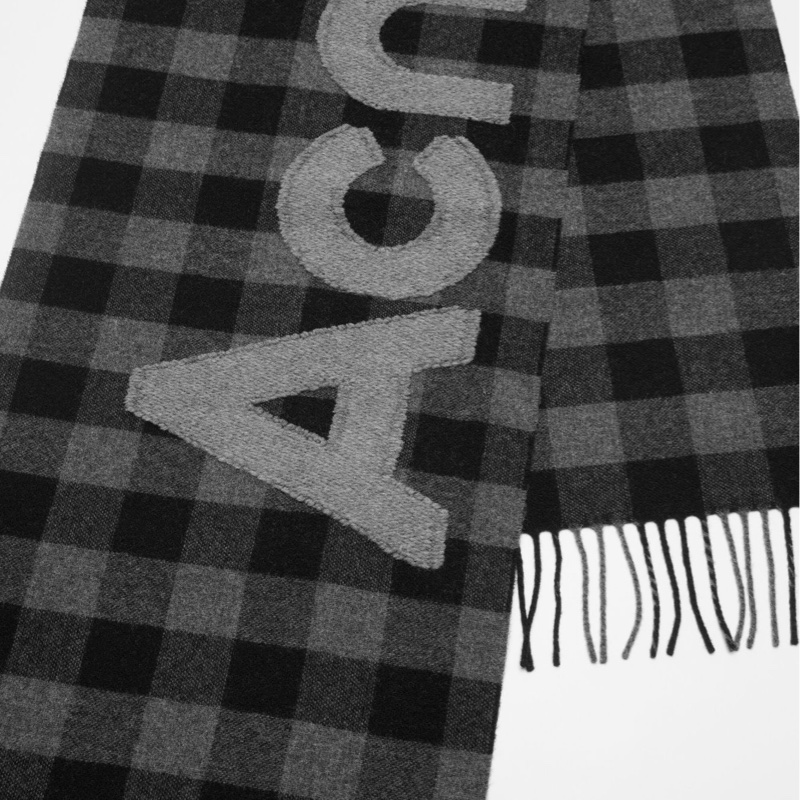 Acne Studios 男士 格紋徽標圍巾均碼碼205cm*37cm-0