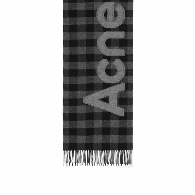 Acne Studios 男士 格紋徽標圍巾均碼碼205cm*37cm-1