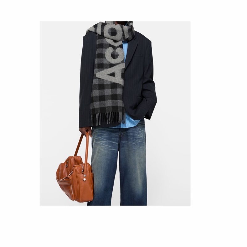 Acne Studios 男士 格紋徽標圍巾均碼碼205cm*37cm-3