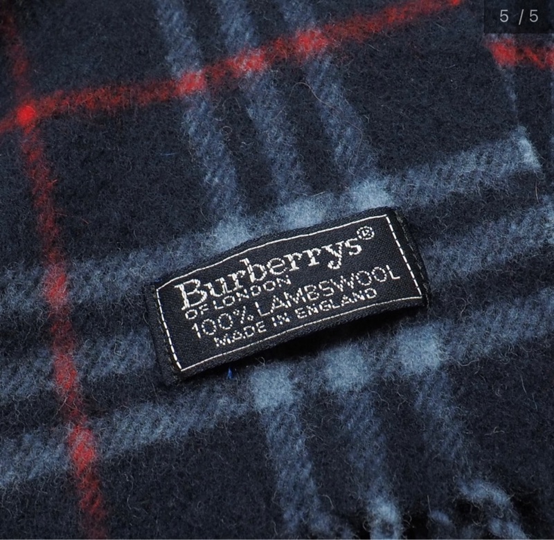 BURBERRY海軍藍格紋羔羊毛圍巾✨-4