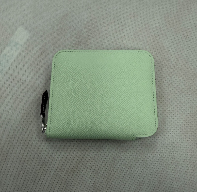 Hermes 愛馬仕 Silk In Epsom 小牛皮拉鍊絲巾短夾(氣泡綠)-3