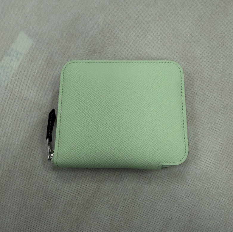 Hermes 愛馬仕 Silk In Epsom 小牛皮拉鍊絲巾短夾(氣泡綠)-6