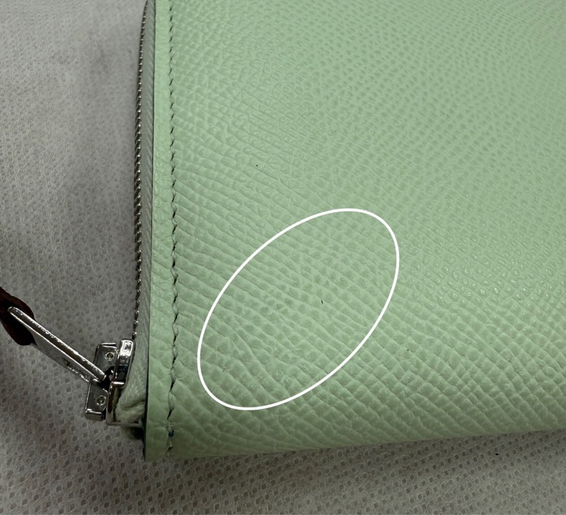 Hermes 愛馬仕 Silk In Epsom 小牛皮拉鍊絲巾短夾(氣泡綠)-8