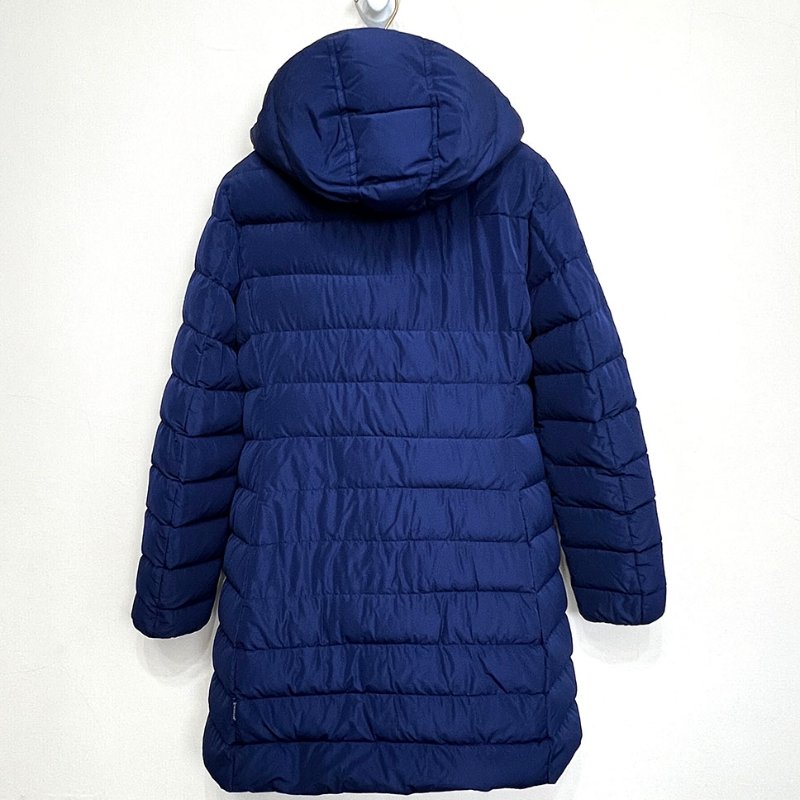 法國二手真品 MONCLER 深藍排釦連帽長版羽絨外套 1/S~M/36-3
