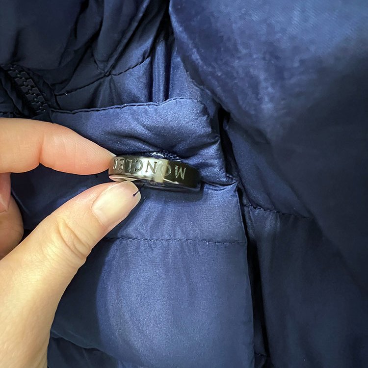 法國二手真品 MONCLER 深藍排釦連帽長版羽絨外套 1/S~M/36-7