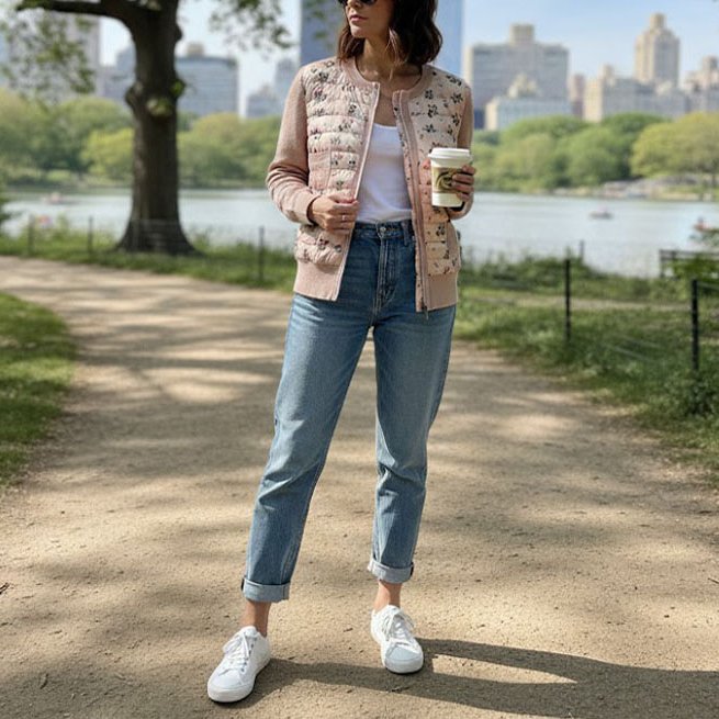 MONCLER 乾燥粉印花針織羽絨外套 XL-1