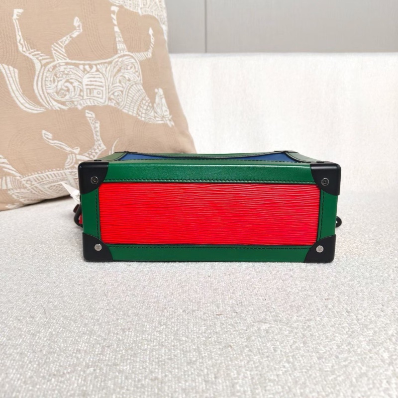 LV SoftTrunk三拼色水波紋盒子包紅黃藍拼色牛皮芯片款25*17*9 98新配件塵袋購證-4