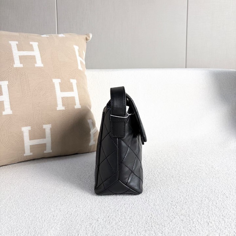 Chanel中古翻蓋插口肩背包黑色羊皮25*21*9 98新配件塵袋保卡-4