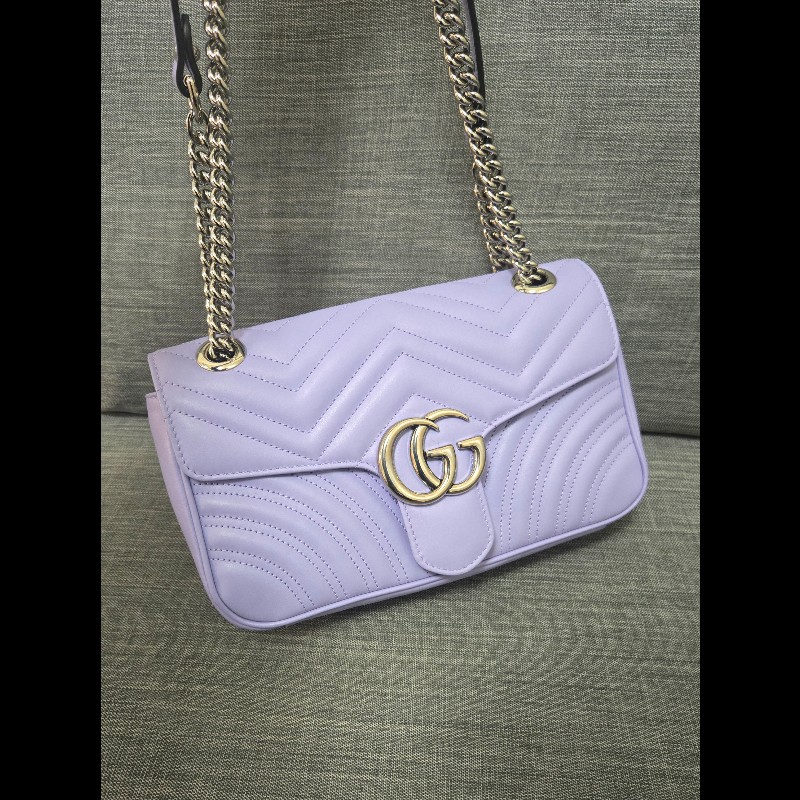 💜 Gucci GG Marmont 馬蒙 26cm 肩背包 斜背包 銀鍊-6
